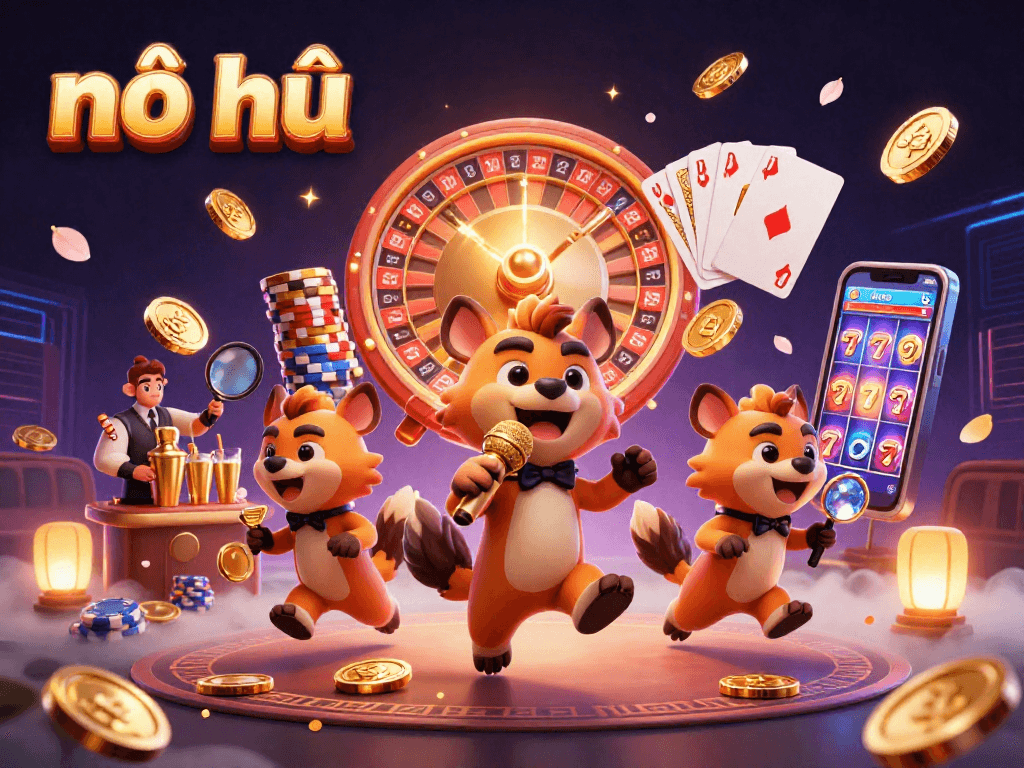 Nổ hũ slots come alive with hyenas in a dynamic casino scene, showcasing engaging gameplay and excitement.