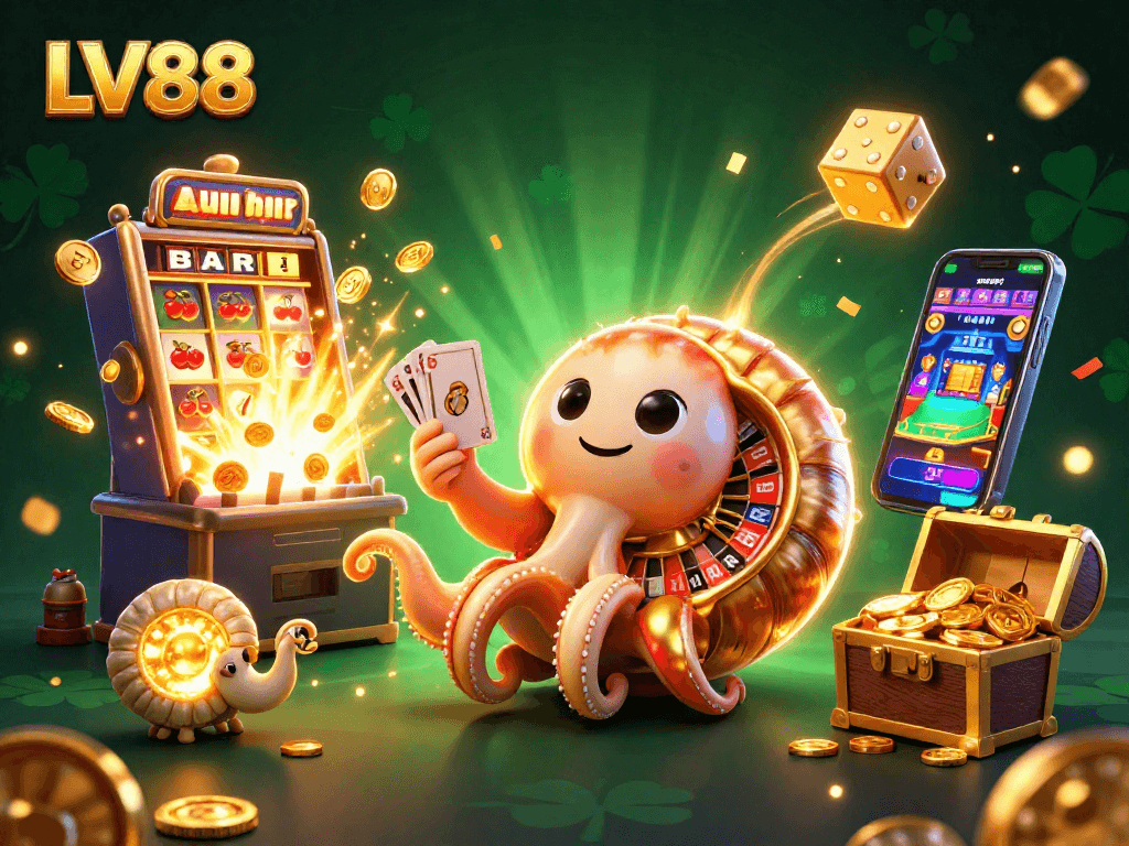 Experience the excitement of LV88 with dynamic casino scenes and vibrant elements that entice gamblers.