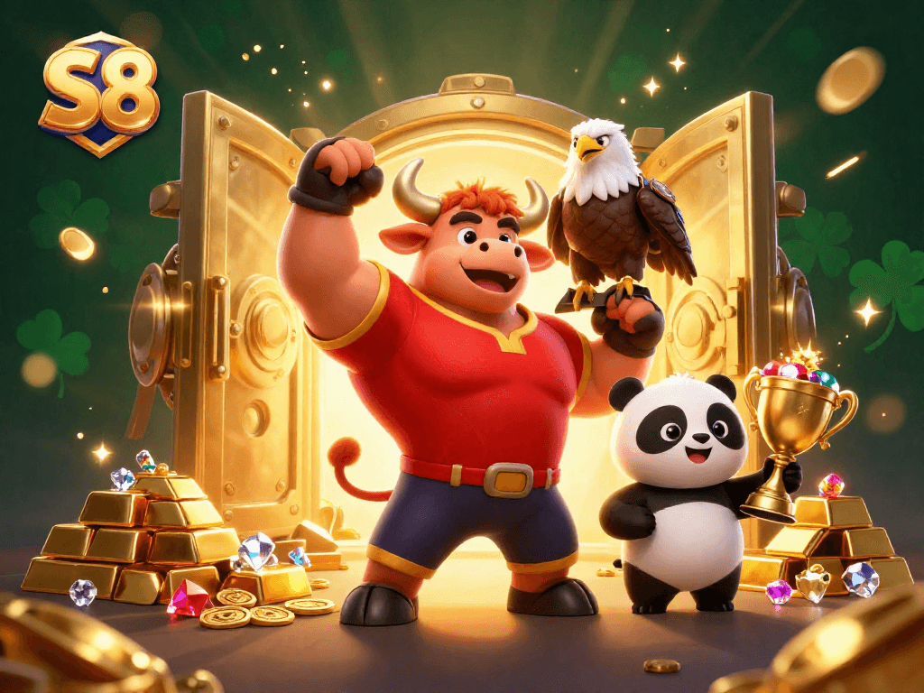 Experience the thrill of S8 gaming with dynamic characters in a vibrant casino scene.