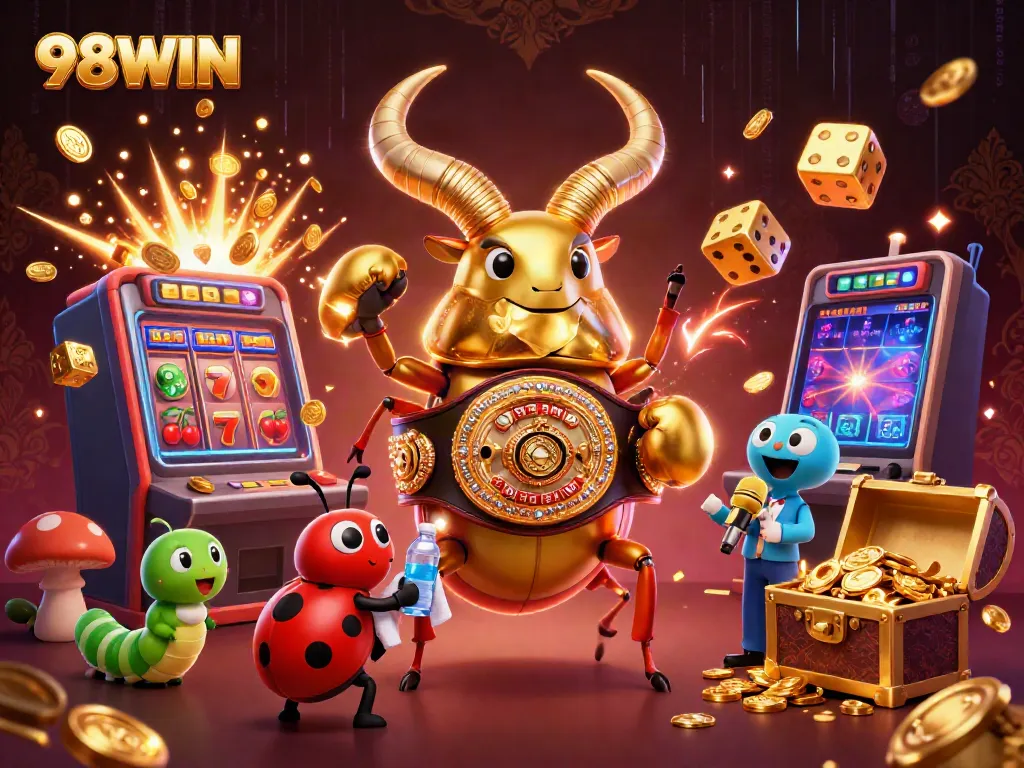 Engage in exciting casino games with 98WIN, showcasing a thrilling jackpot explosion.