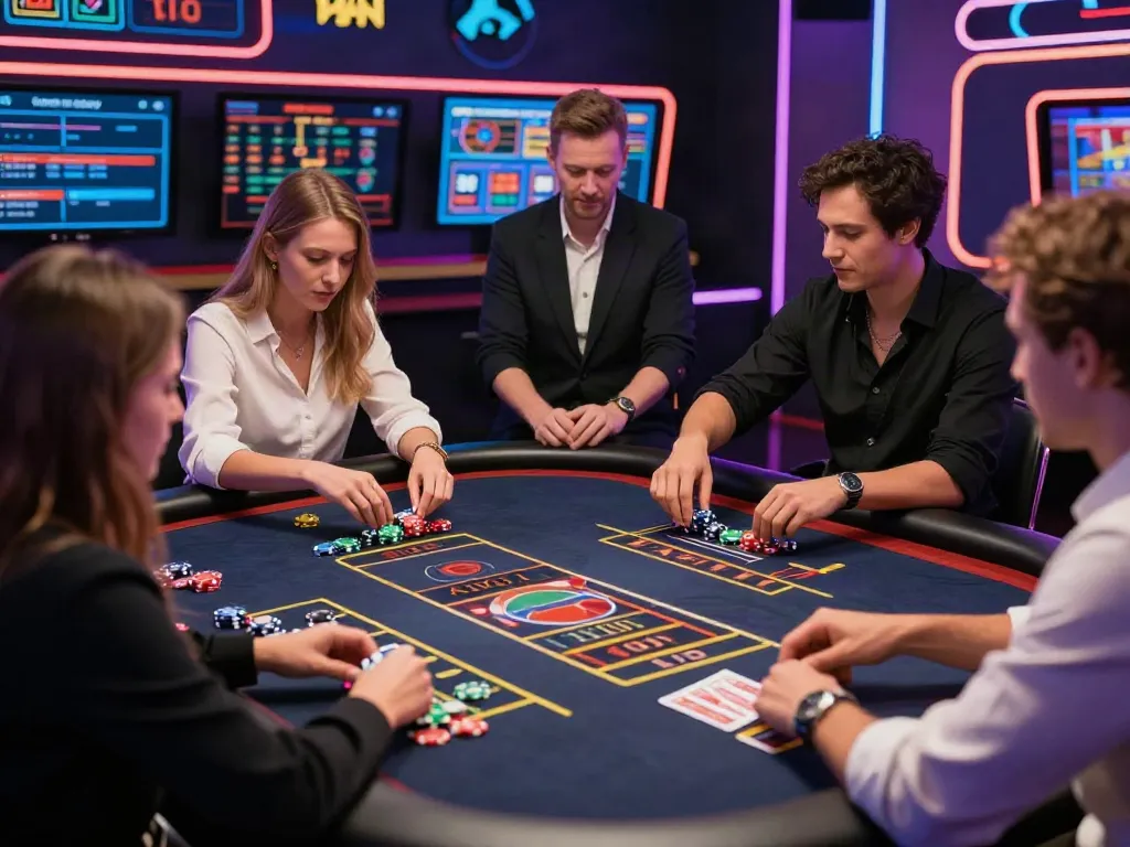 Exciting online casino gameplay featuring players enjoying a roulette table, representing the uk online casino not on gamstop.