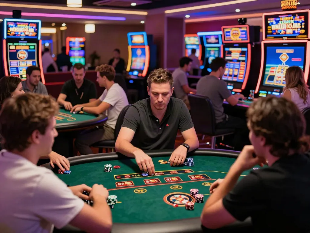 Players enjoying an online casino not on GamStop, showcasing excitement and vibrant atmosphere.