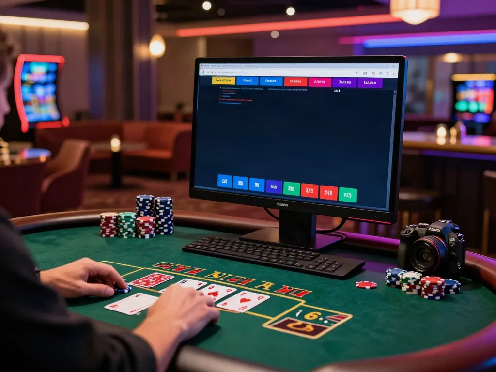 Engaging player at a UK online casino not on GamStop with vibrant interface and lively atmosphere.