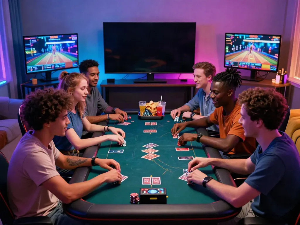 Exciting online casino gaming scene with friends enjoying uk online casino not on gamstop.