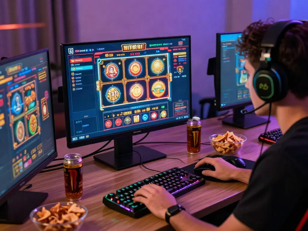 Player immersed in an online casino experience enjoying gaming at home, showcasing excitement in the gaming atmosphere.