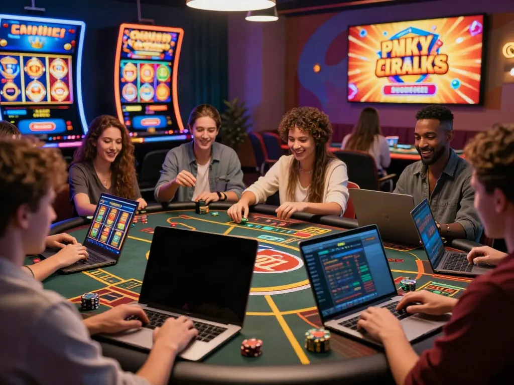 Players enjoying a uk online casino not on gamstop experience with vibrant graphics and live dealer games.