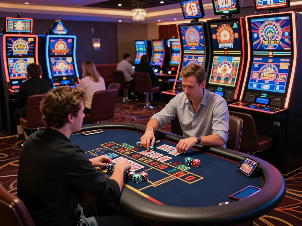 Experience the excitement of a UK online casino not on GamStop with players enjoying vibrant gaming tables and modern slots.