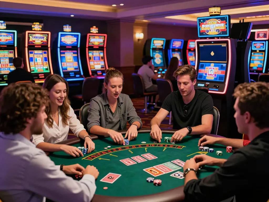 Casino players enjoying games in a lively environment, highlighting the uk online casino not on gamstop experience.