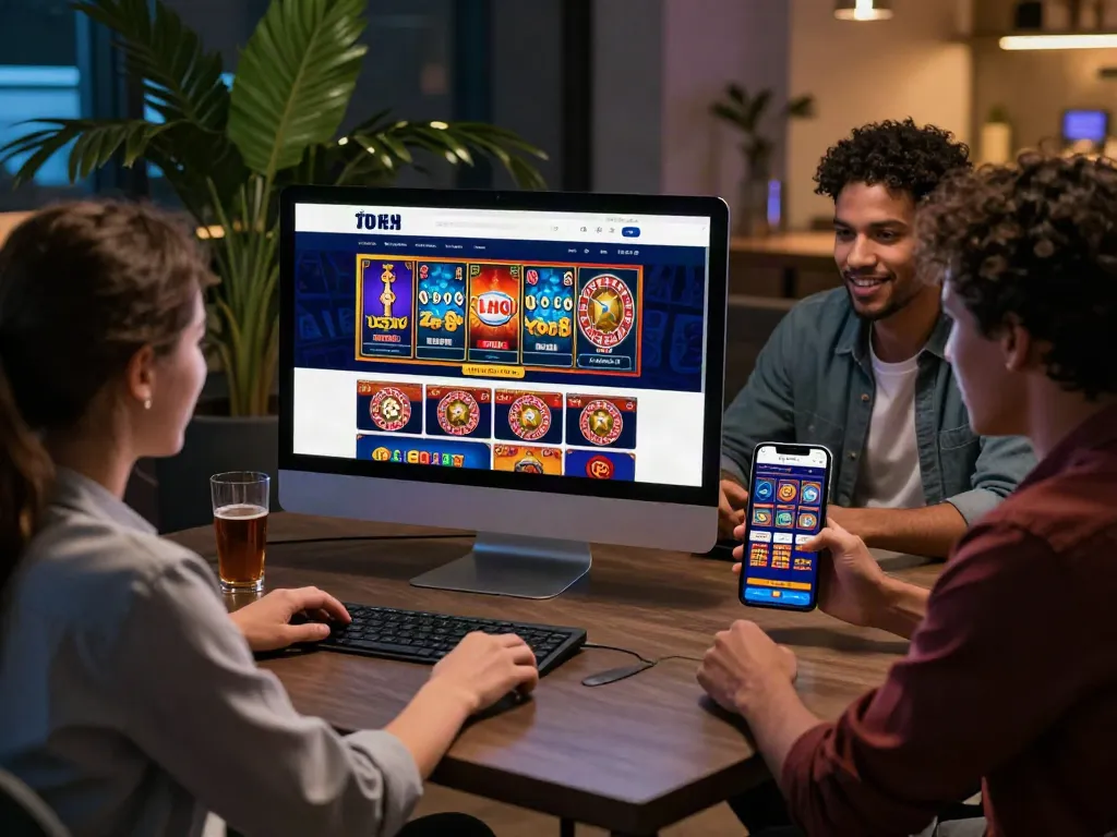 Exciting group exploring uk online casino not on gamstop on modern devices in cozy setting.
