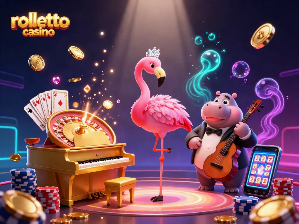 Experience the vibrant atmosphere of Rolletto Casino with lively characters and dynamic game elements.