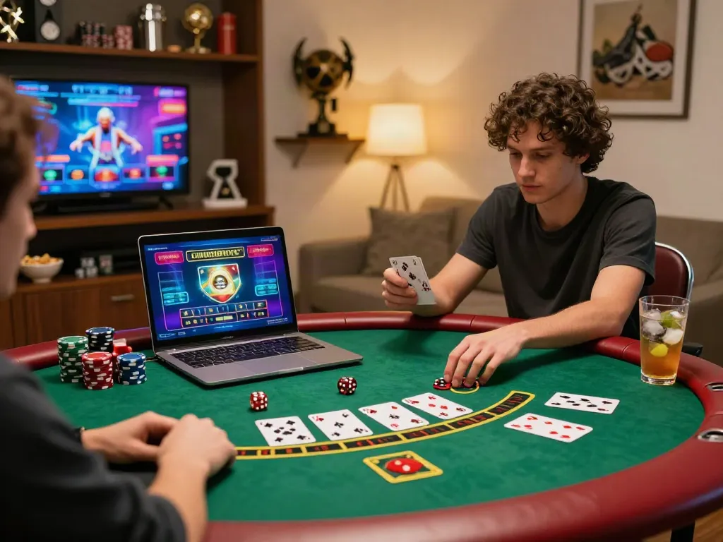 Engaging scene of uk online casino not on gamstop, showcasing player enjoying live dealer game.