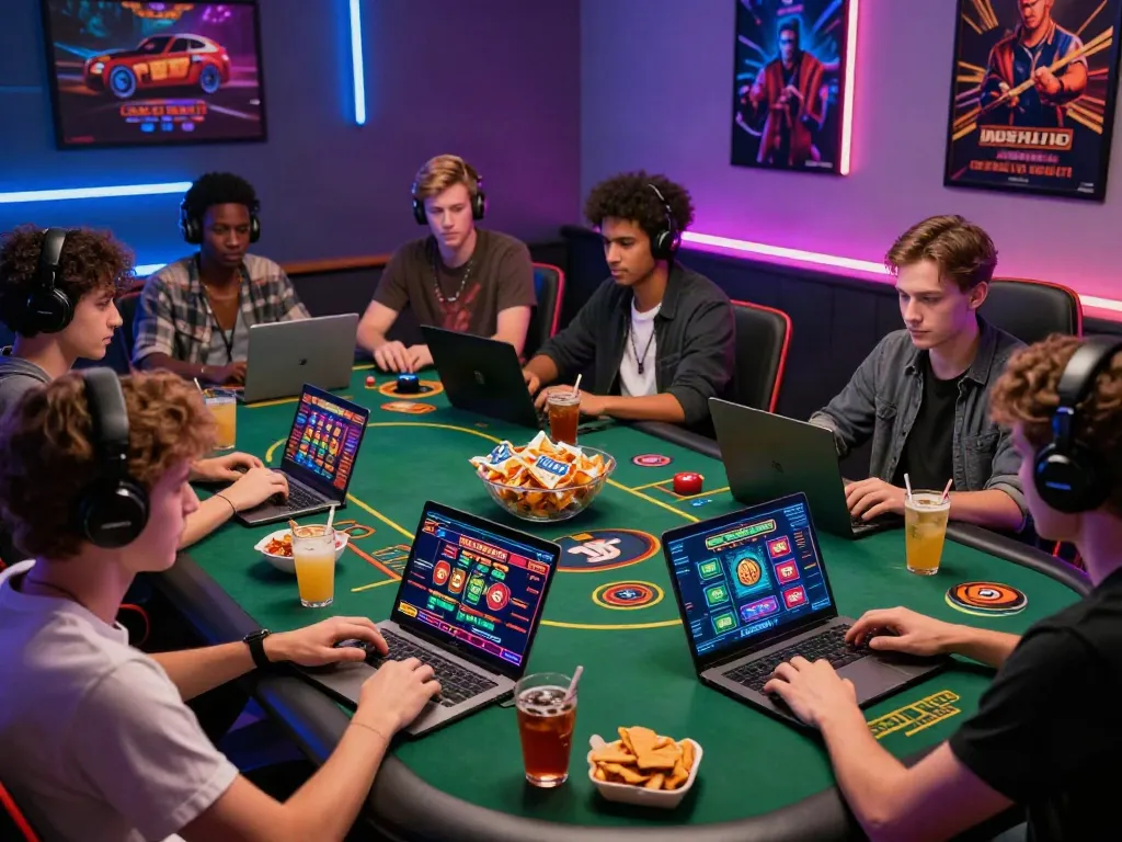 Players enjoying games at a uk online casino not on gamstop in a lively setting.