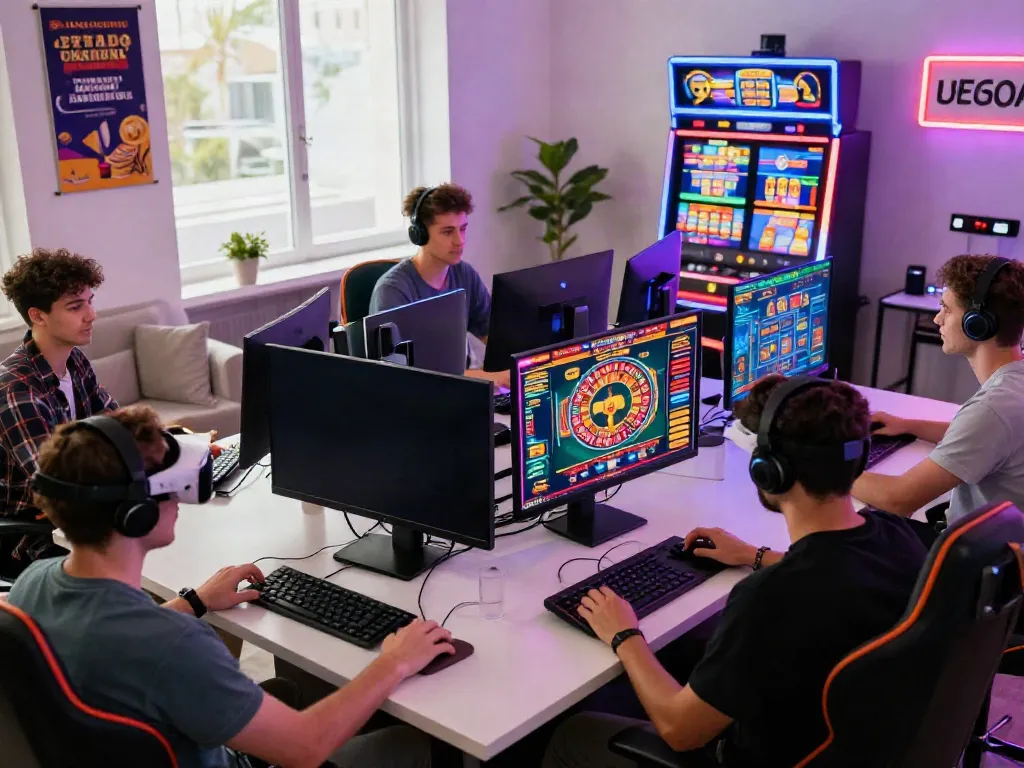 Engaged players at a vibrant online casino not on GamStop, highlighting gaming excitement.