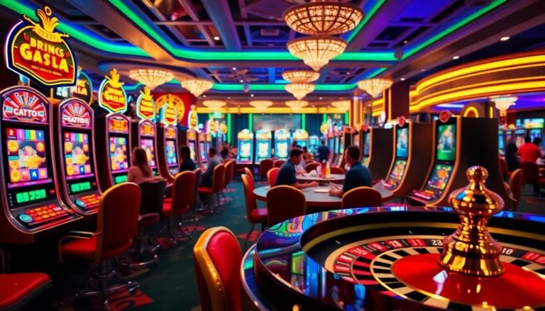 Players celebrating big wins on the 65A casino floor while spinning colorful slot machines.