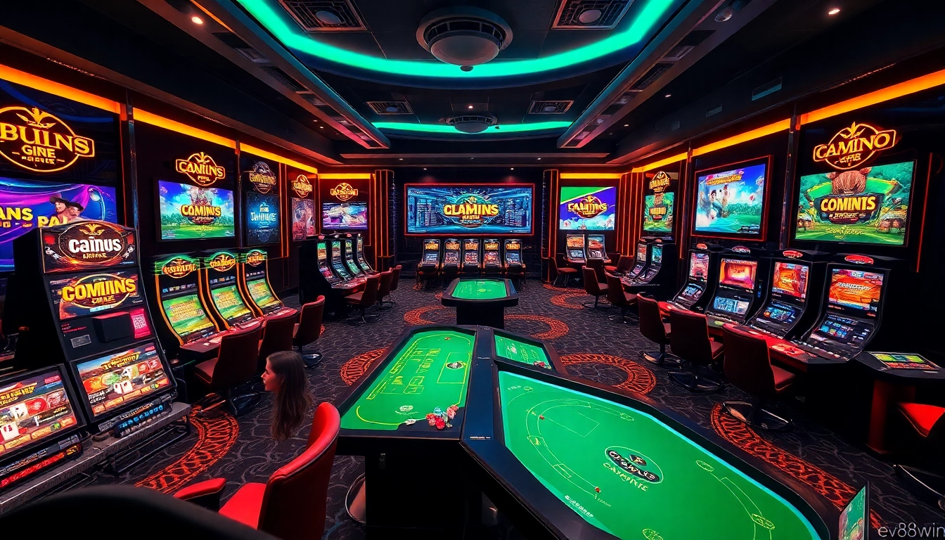 Exciting gaming environment highlighting ev88win.live's online casino experience with vibrant colors and dynamic elements.