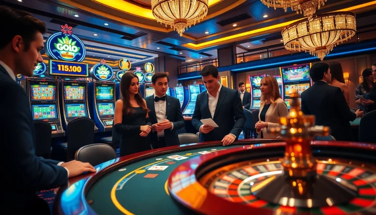 i9bet players enjoy an exciting poker game in a luxurious casino atmosphere.