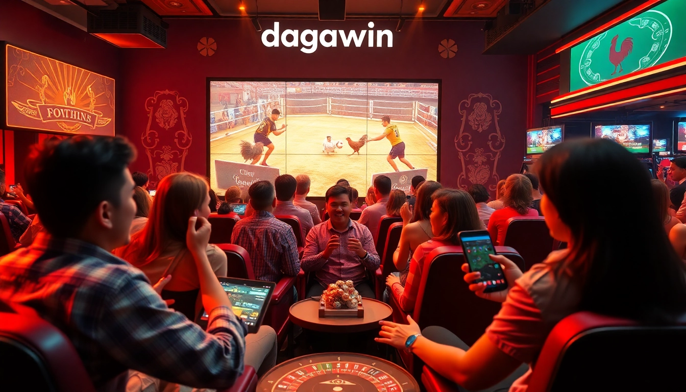 Diverse players enjoying thrilling cockfighting and casino games on dagawin.live.