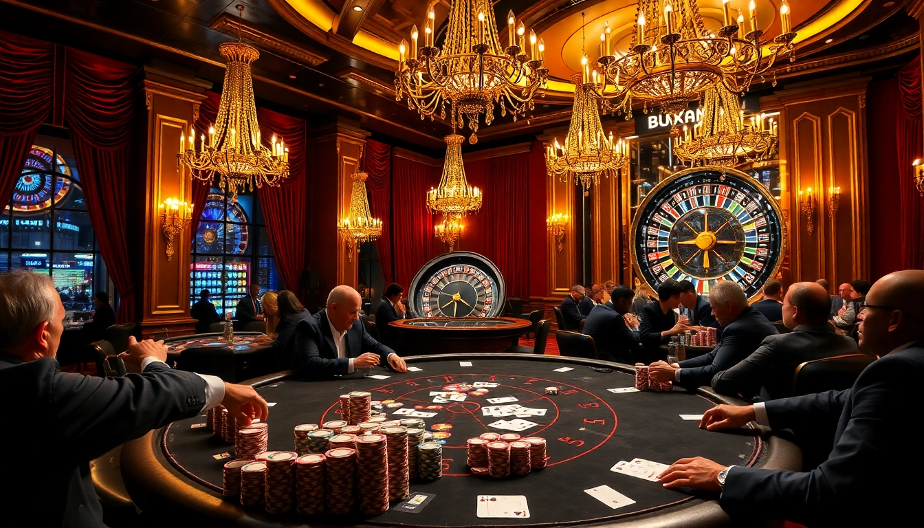 Players enjoying a thrilling game of poker at SODO Casino, surrounded by luxurious decor and excitement.