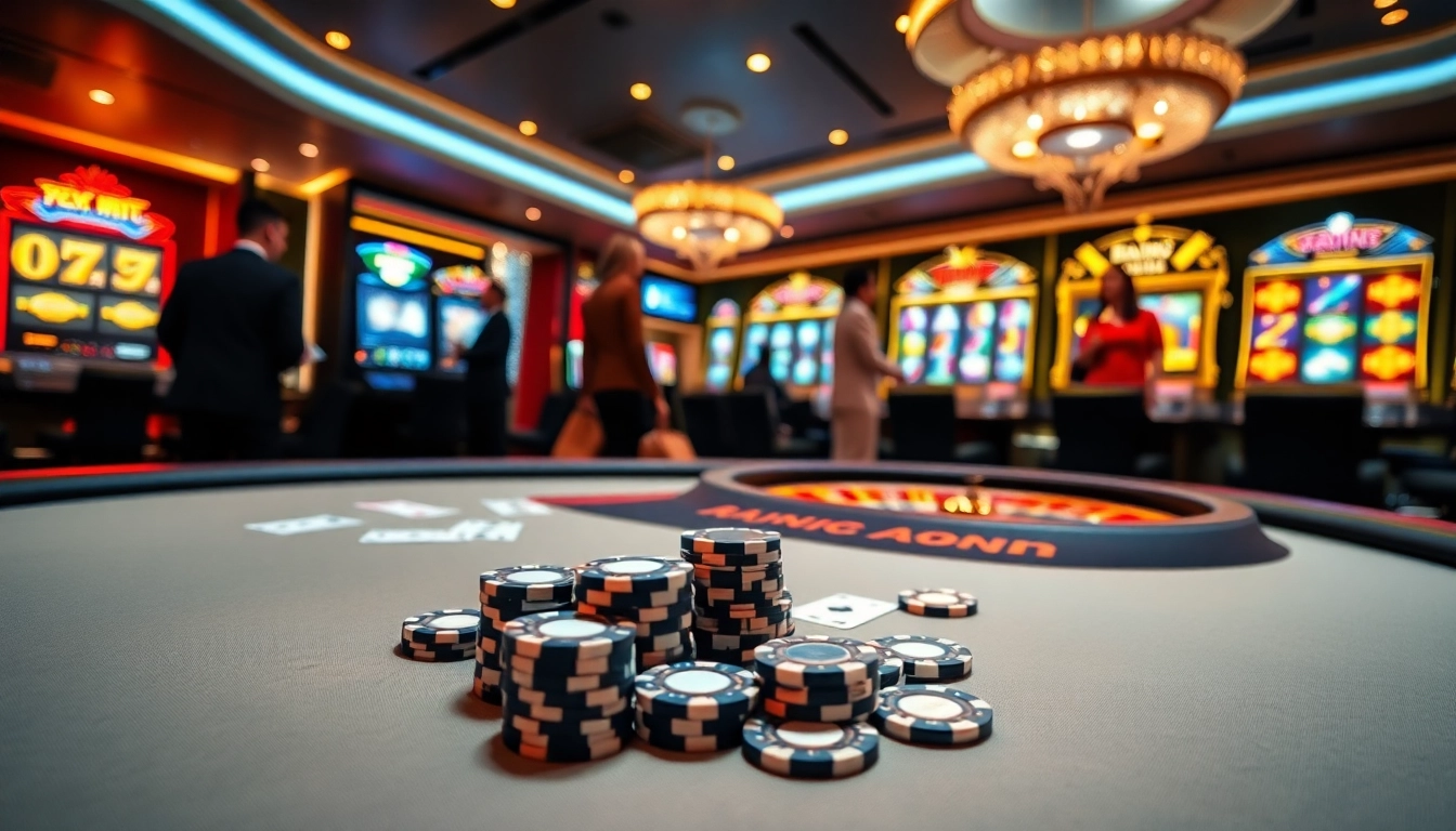 Engaging scene at 789club with poker and slot games showcasing vibrant casino excitement.