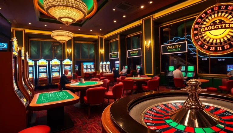 Vaoluoitv enhances the online gambling experience with vibrant visuals of poker tables and roulette wheels.