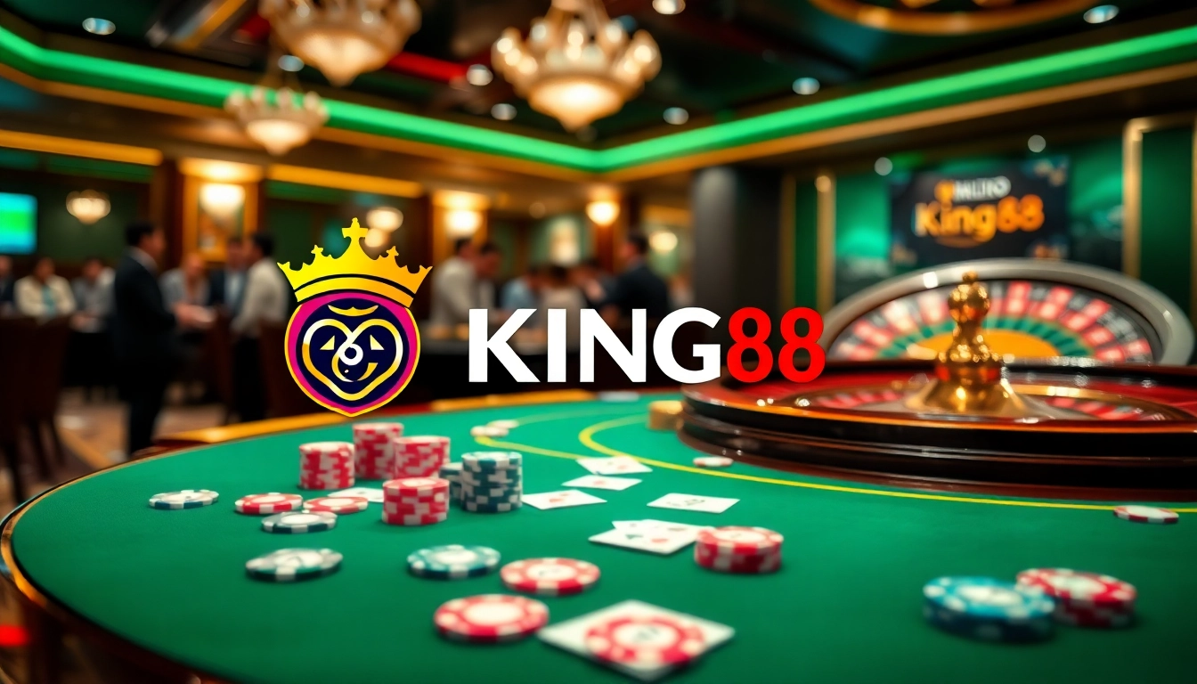 Experience thrilling gaming at King88 with a vibrant casino scene showcasing top games.