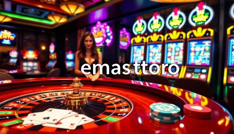 Emastoto players engaging at a vibrant roulette table in a luxurious casino environment.