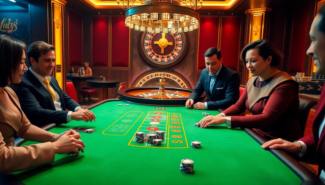 Lu88 poker scene with players making strategic bets at an elegant casino table.