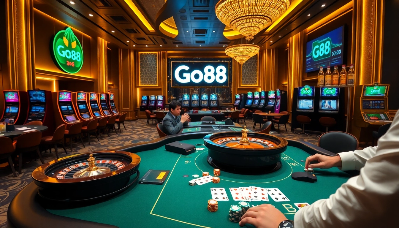 Experience thrilling gaming at Go88 with professional tables and vibrant slot machines.