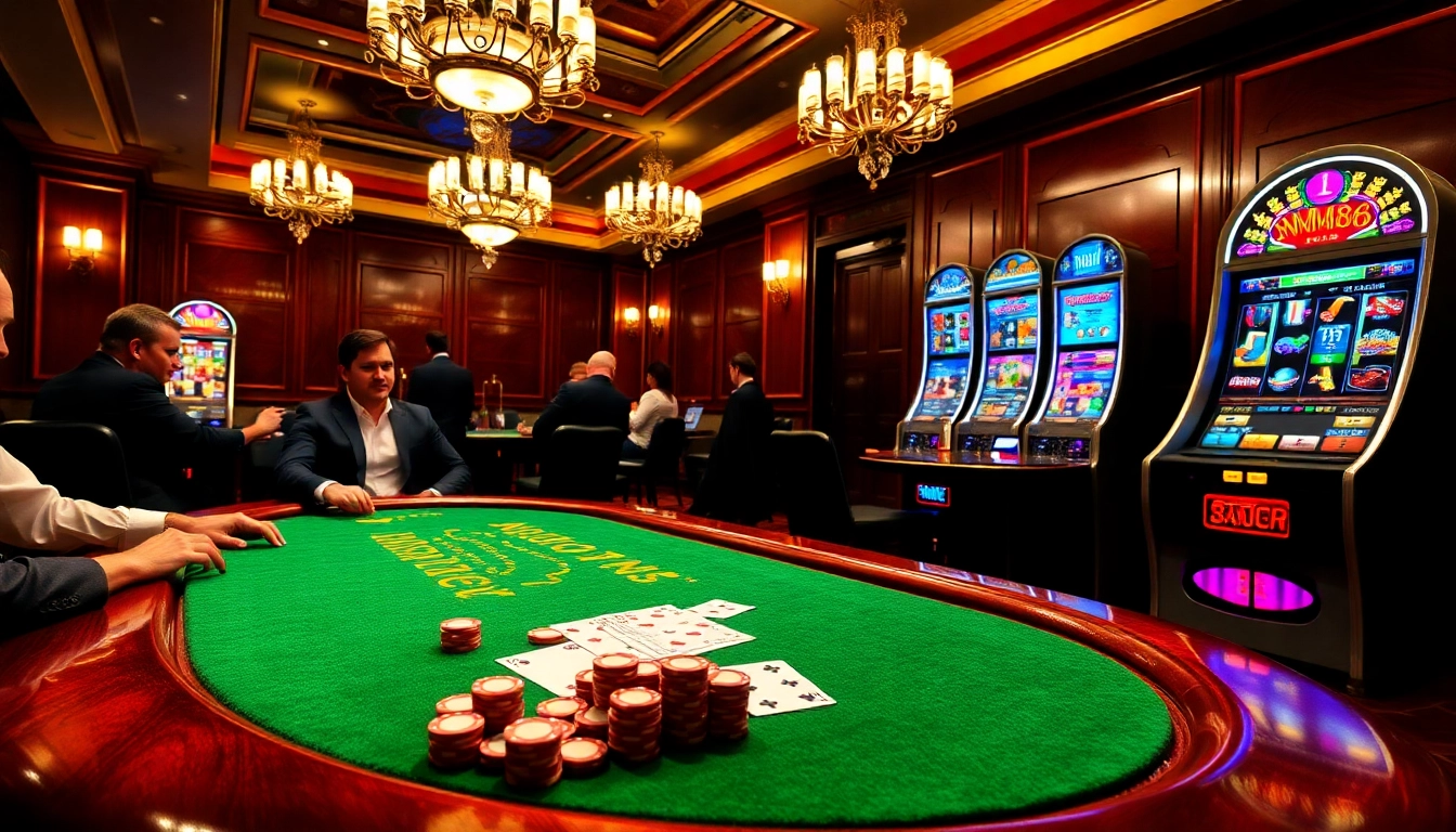 Exciting casino action at MM88 with luxury poker table, colorful chips, and thrilling gameplay.