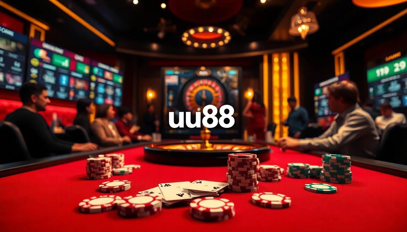 Experience the thrill of online betting with uu88 at a luxurious casino gambling scene.