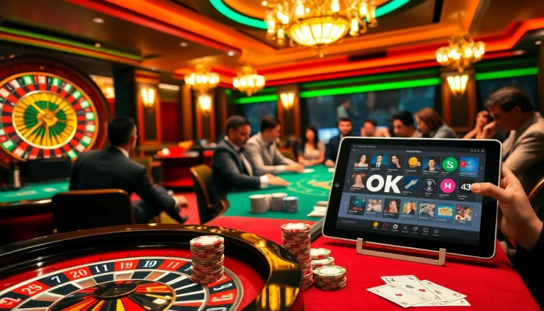 Engage in high-stakes fun at the OKFUN casino with vibrant poker games and roulette.