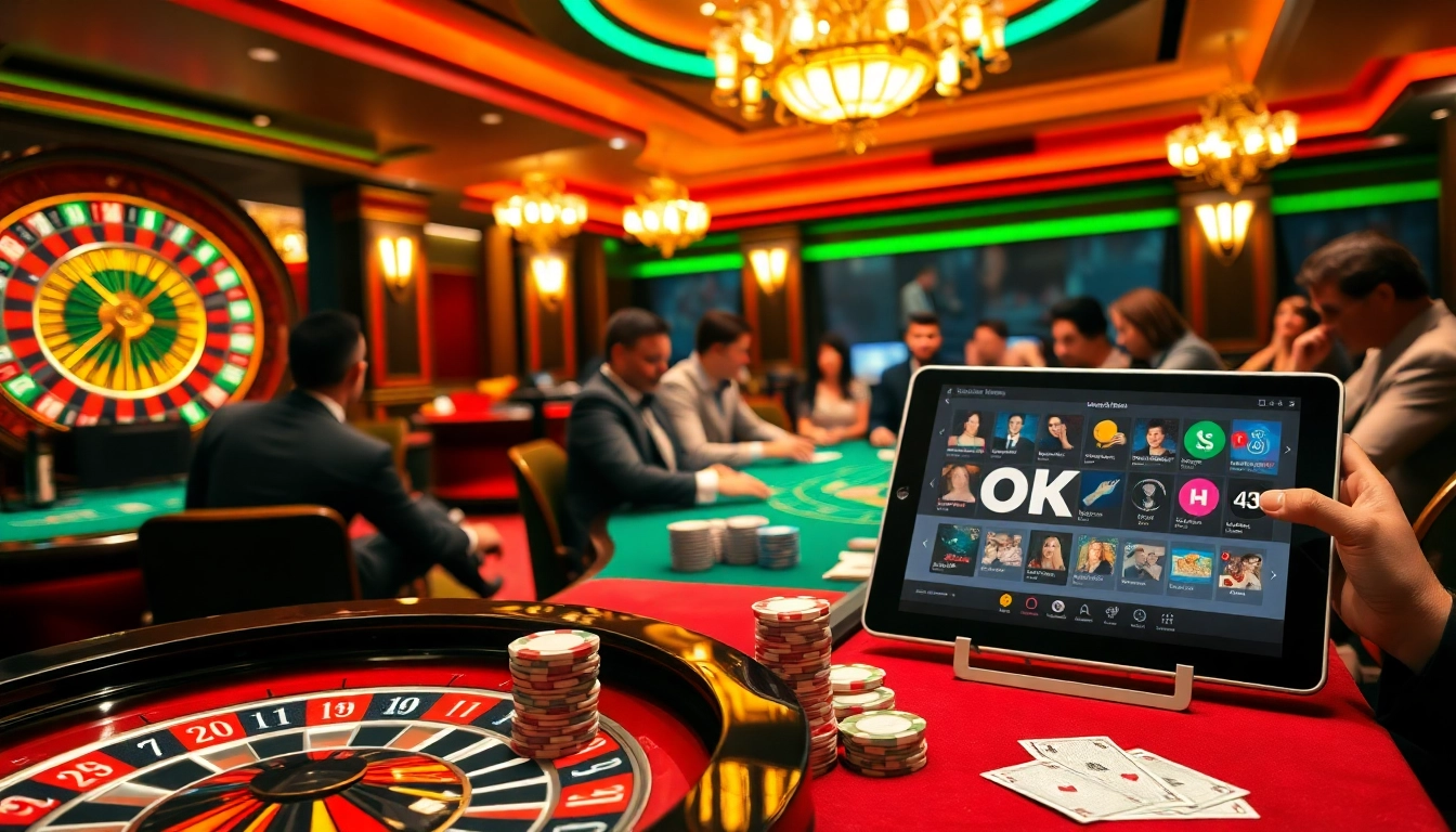 Engage in high-stakes fun at the OKFUN casino with vibrant poker games and roulette.