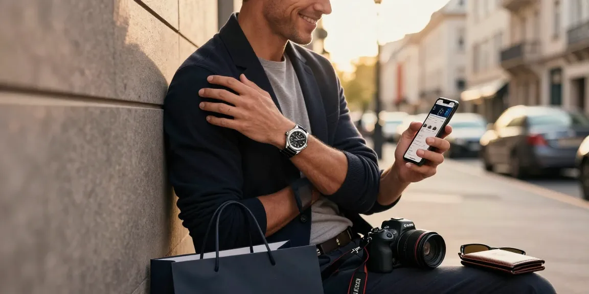Discover stunning replica watches displayed by a stylish individual in an urban setting.